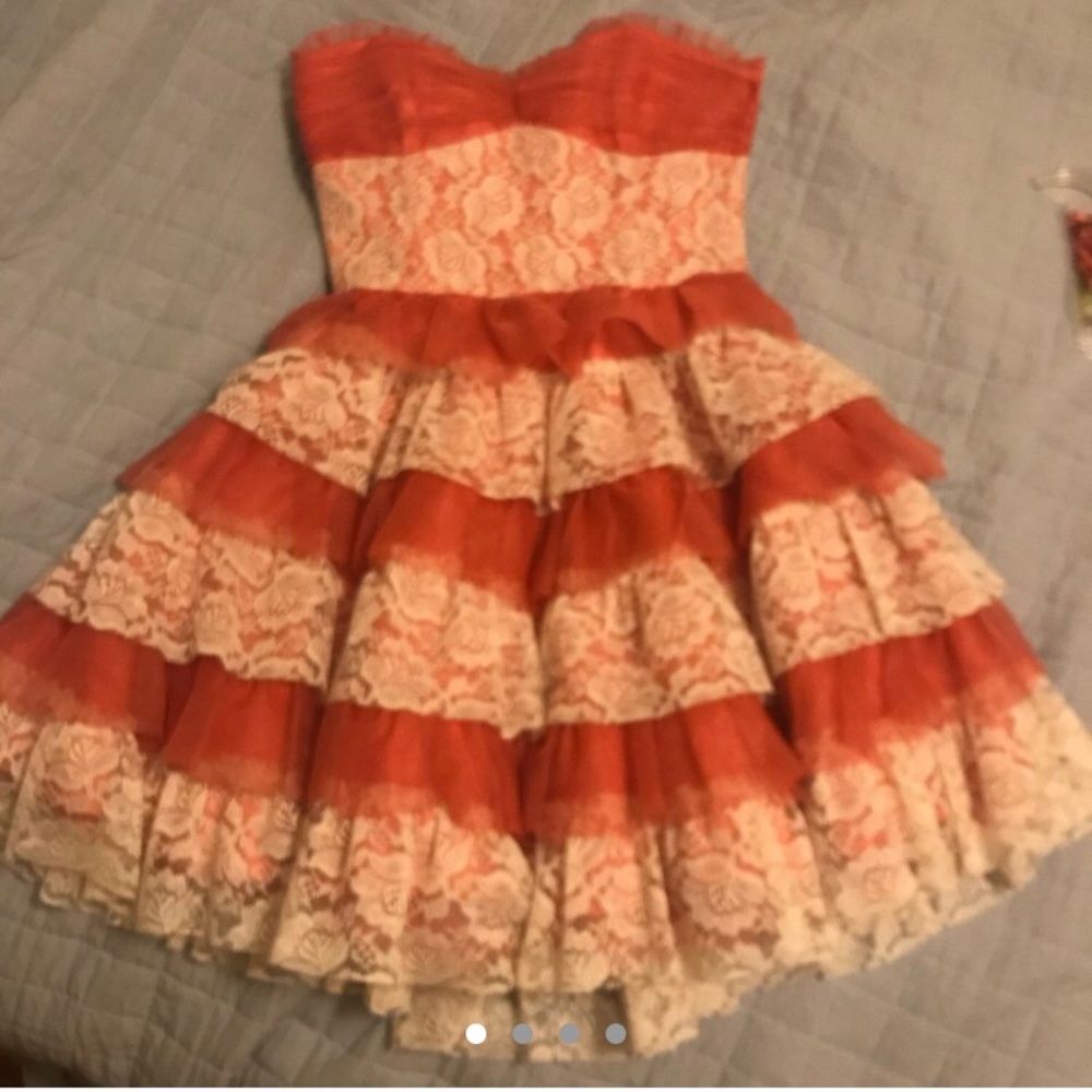 Betsey Johnson Creme and Coral Party Dress